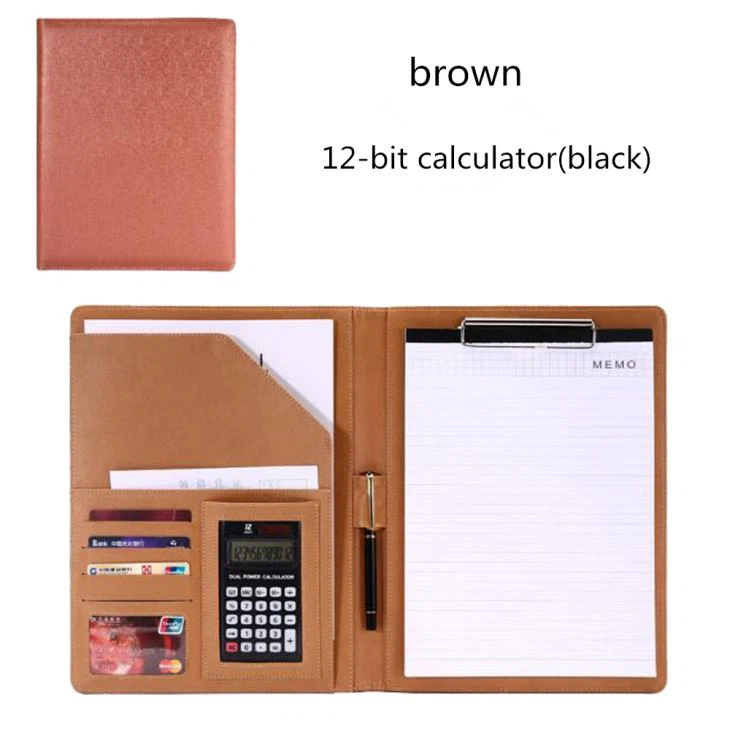 Brown Presentation Folder With Calculator